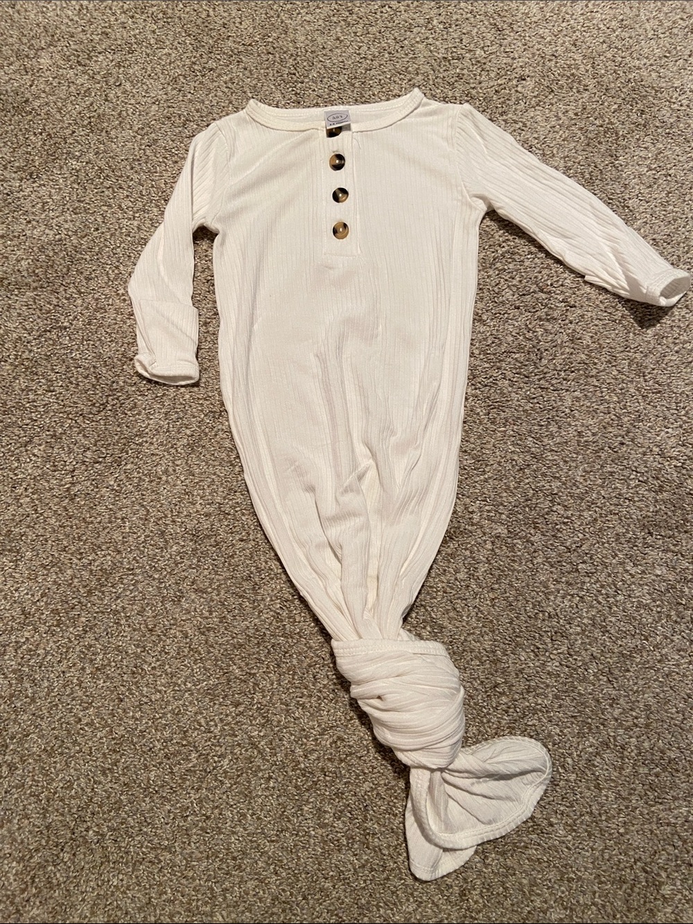 Lou Lou & Company Cream Ribbed Knotted One-Piece with Button Placket
